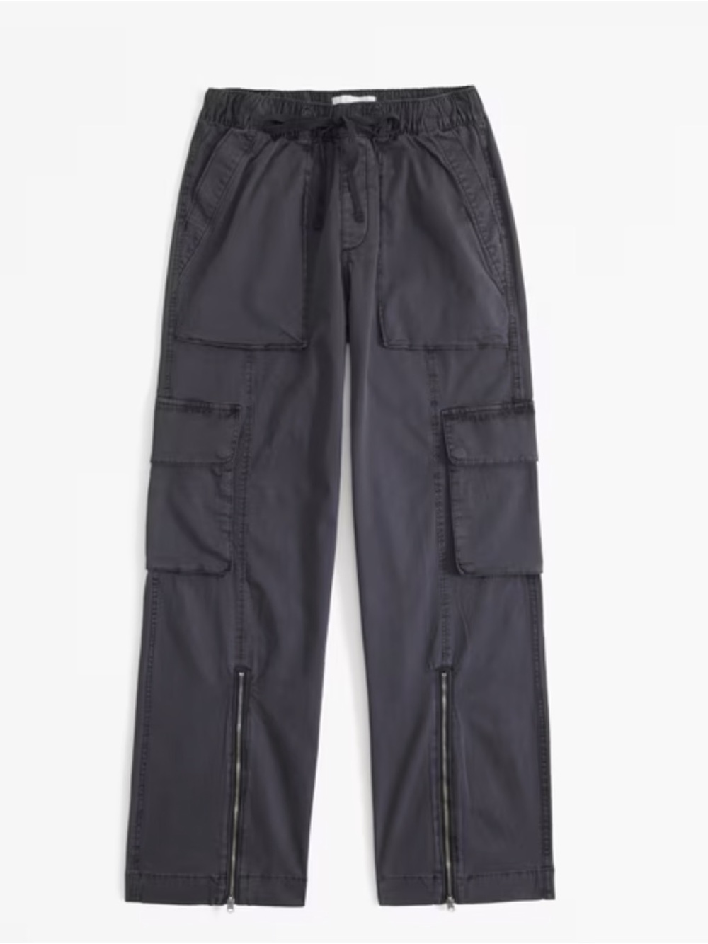Abercrombie & Fitch Charcoal gray Cargo wide leg sporty Style Pants - Picture 2 of 6